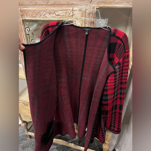 Talbots Womens 2X Red Plaid Open Cardigan - Picture 6 of 8
